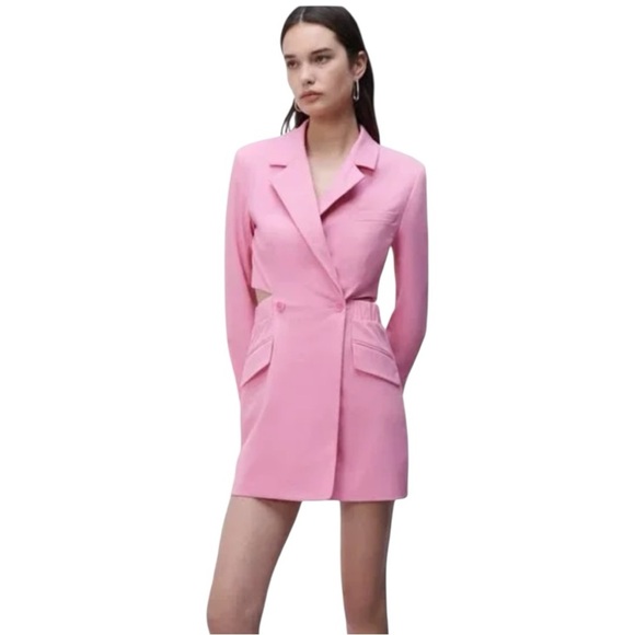 Jonathan Simkhai Kylo Cut Out Pink Blazer Mini Dress, NWT Size 6 - Picture 3 of 13